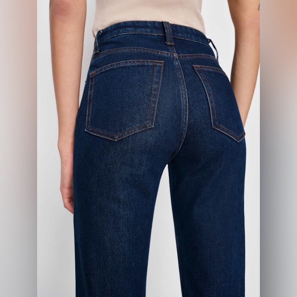 REFORMATION Jax Stretch High Rise Straight Jeans Dark Blue - Picture 8 of 16